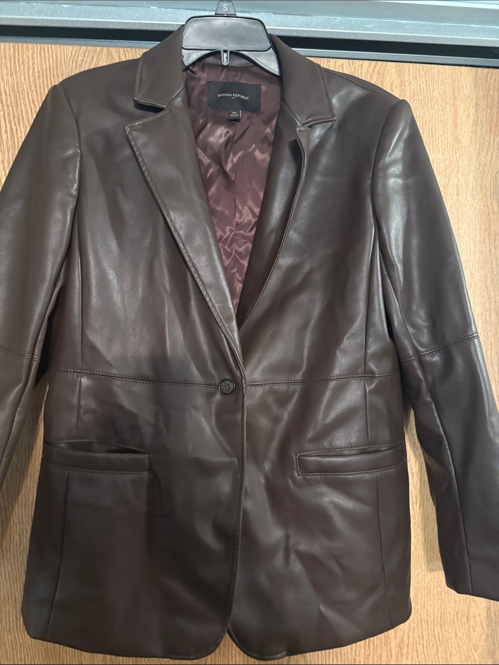Banana Republic Dark Brown Leather Single-Button Blazer - Picture 3 of 13